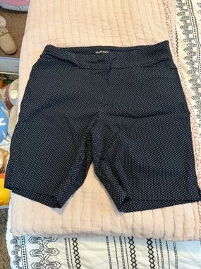 Hilary Radley Shorts pair Navy with White Micro-Dash Print and Black